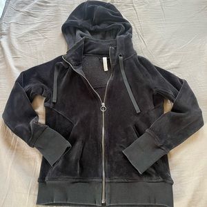Athleta Black Velour Zip Up